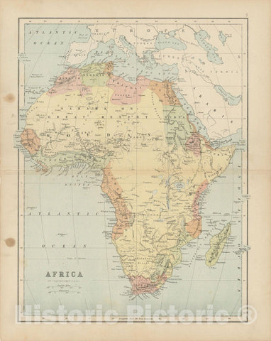 Historic Map : Africa 1875 , Student Atlas of Modern Geography , Vintage Wall Art