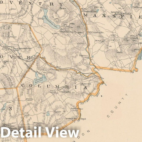 Historic Map : Tolland 1893 , Town and City Atlas State of Connecticut , v2, Vintage Wall Art