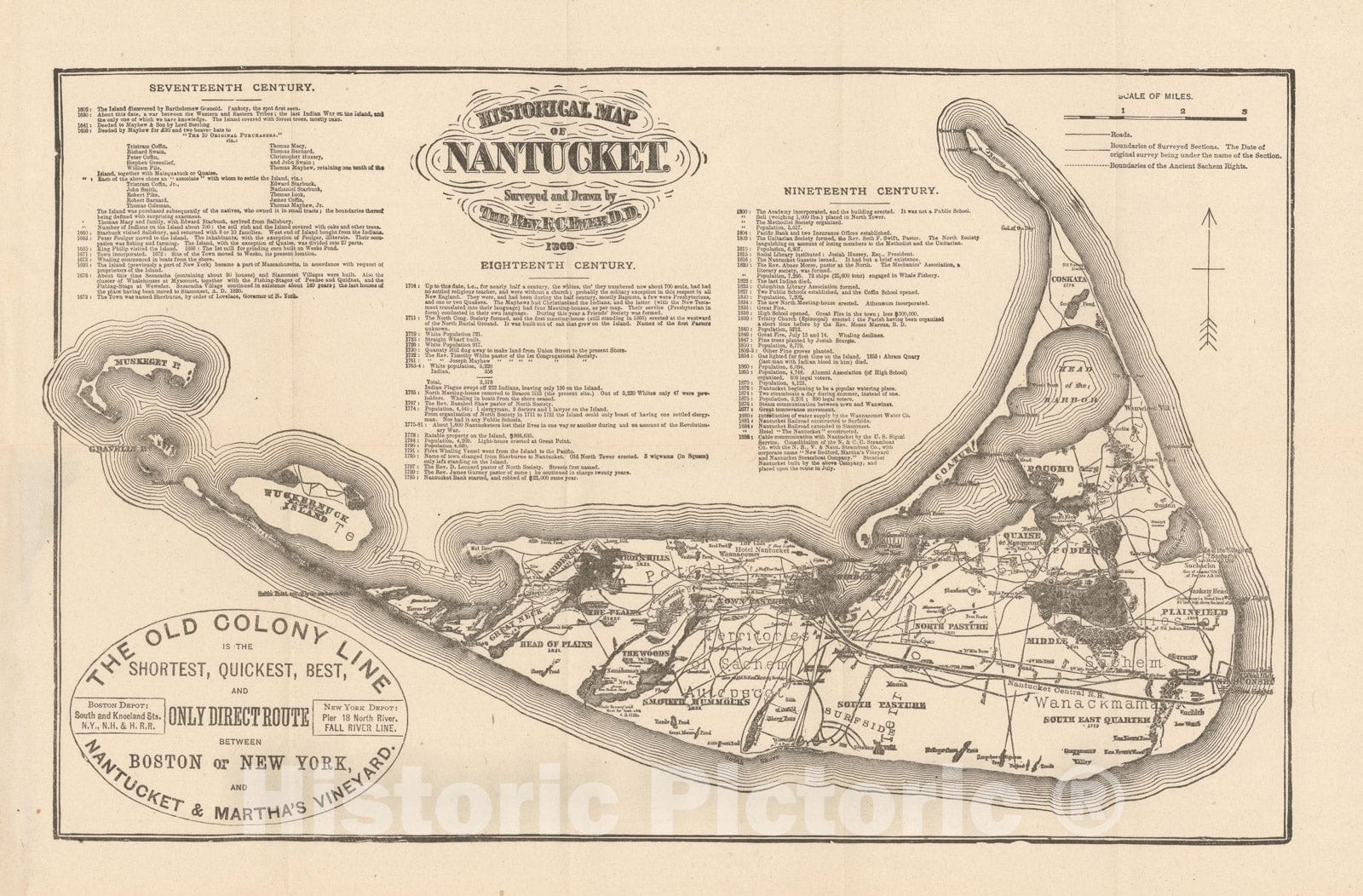 Historic Map : Nantucket County, Nantucket 1900 , Vintage Wall Art