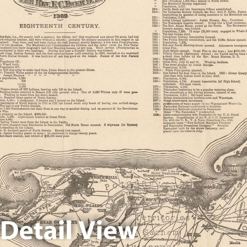 Historic Map : Nantucket County, Nantucket 1900 , Vintage Wall Art