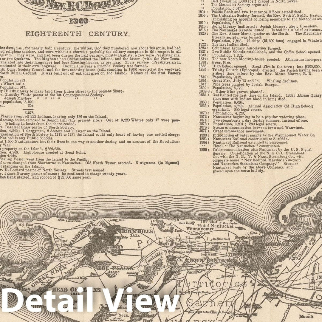 Historic Map : Nantucket County, Nantucket 1900 , Vintage Wall Art