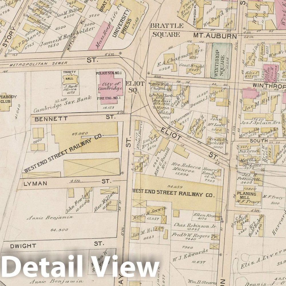 Historic Map : Atlas City of Cambridge, MA, Cambridge 1894 Plate 019 , Vintage Wall Art