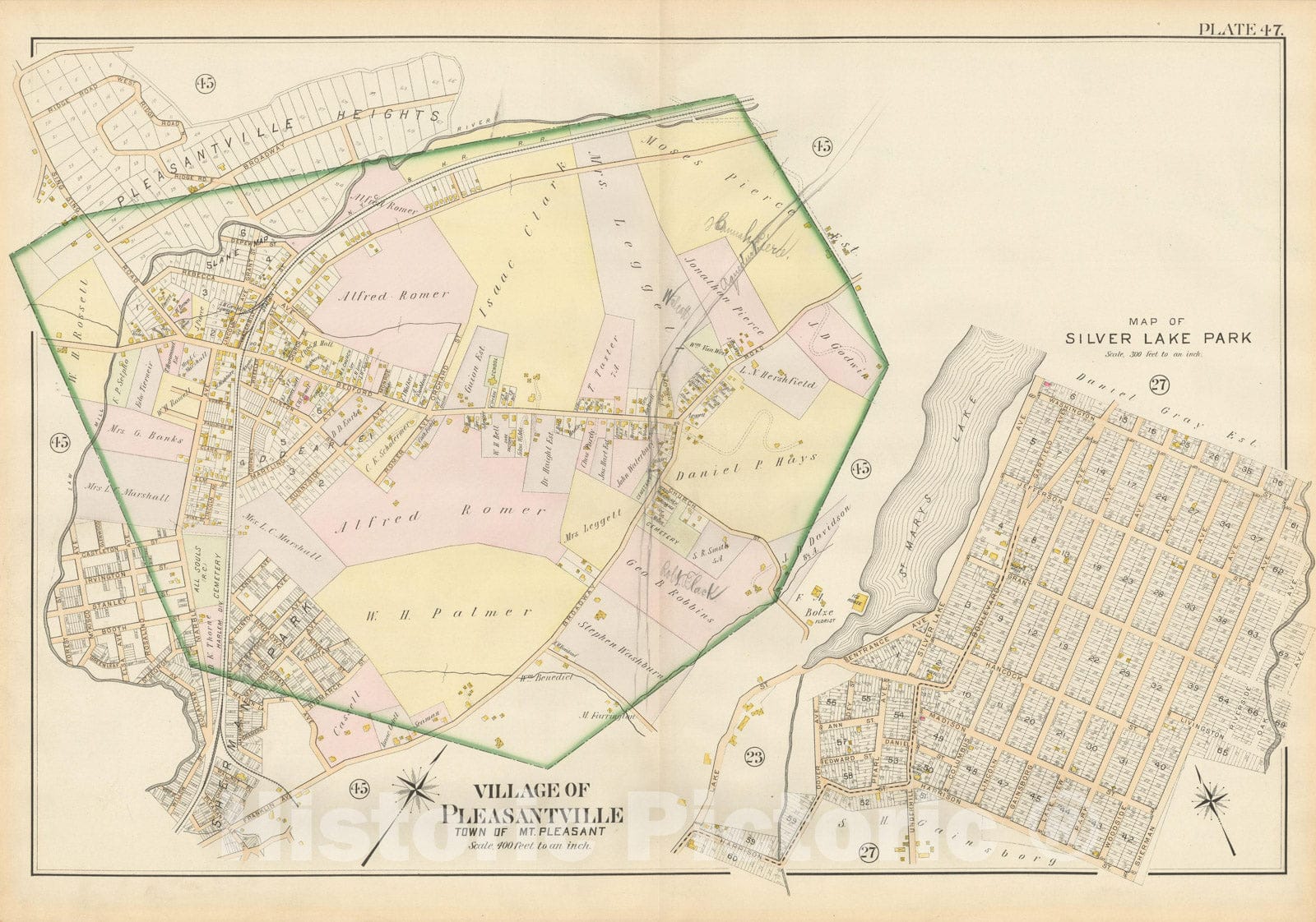 Historic Map : Atlas of Westchester County, Village of Pleasantville 1901 , Vintage Wall Art