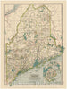 Historic Map : Maine 1897 , The Century Atlas World , Vintage Wall Art