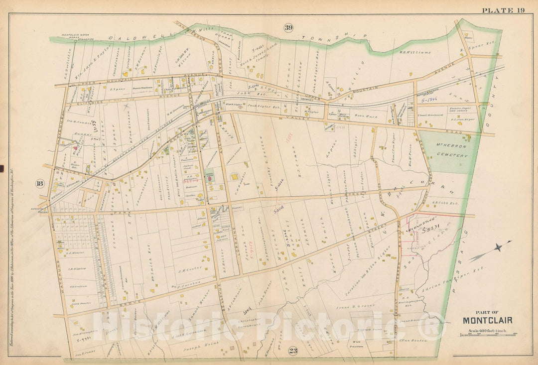 Historic Map : Atlas of Essex County, New Jersey, Montclair 1890 Plate 019 , Vintage Wall Art