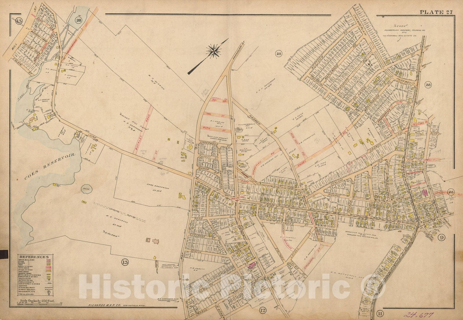 Historic Map : Atlas City of Worcester, Worcester 1911 Plate 027 , Vintage Wall Art