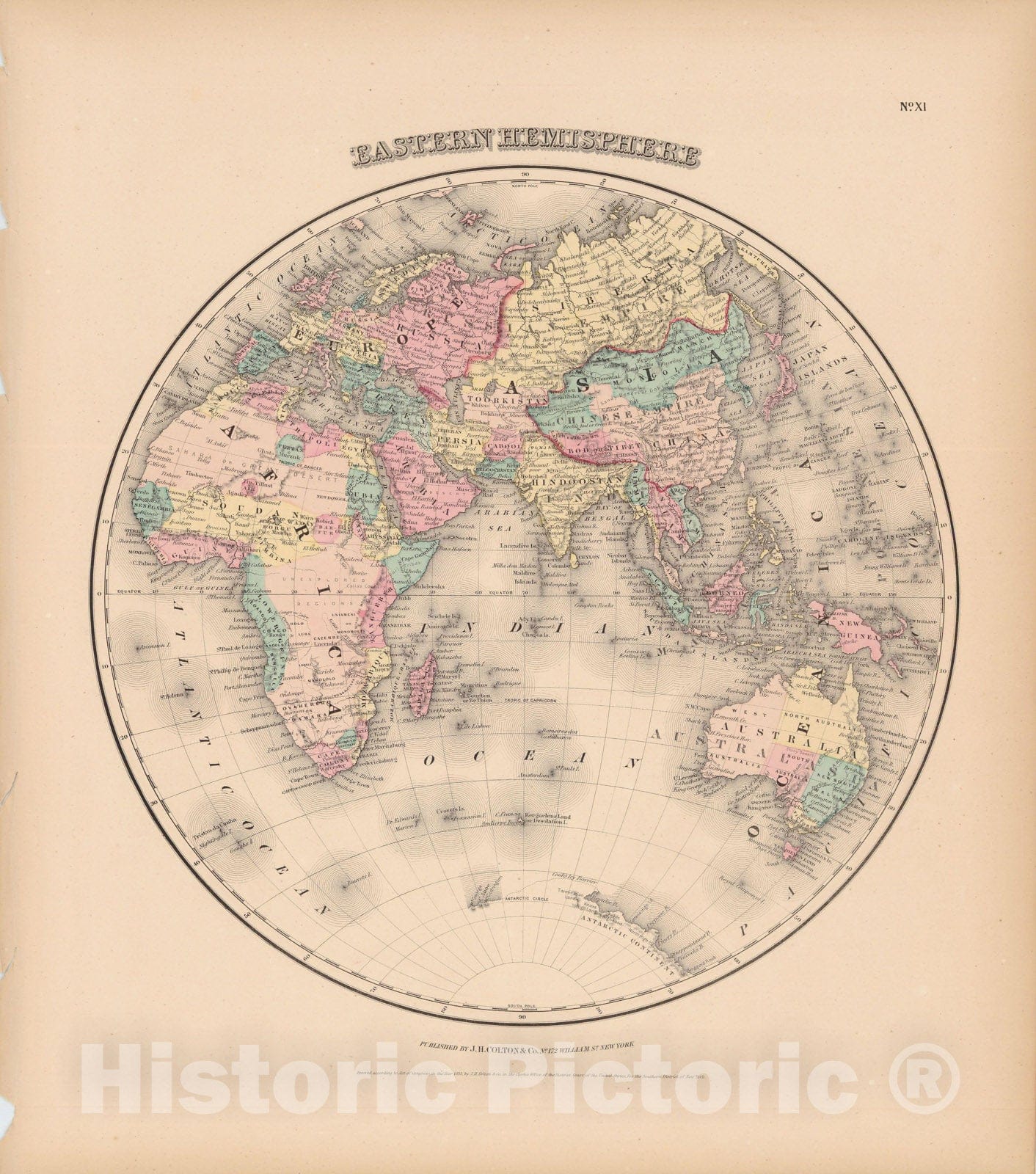 Historic Map : World Map 1856 , v4, Vintage Wall Art