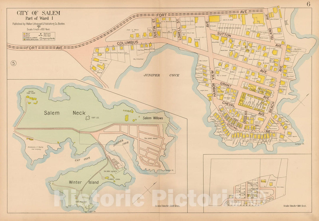 Historic Map : Atlas City of Salem, Salem 1911 Plate 006 , Vintage Wall Art