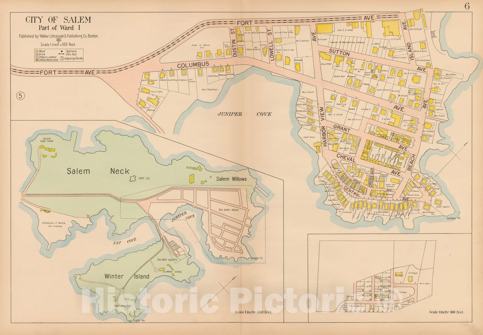 Historic Map : Atlas City of Salem, Salem 1911 Plate 006 , Vintage Wall Art