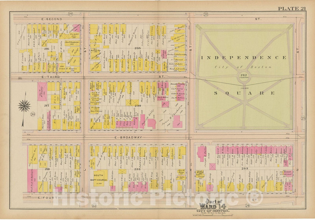 Historic Map : Atlas of South Boston, South Boston 1910 Plate 021 , Vintage Wall Art
