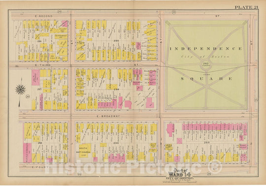 Historic Map : Atlas of South Boston, South Boston 1910 Plate 021 , Vintage Wall Art