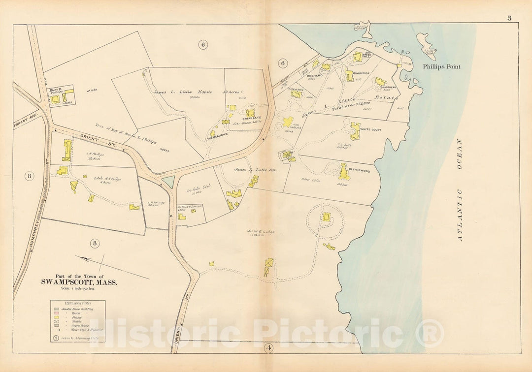 Historic Map : Atlas of Town of Swampscott, Swampscott 1897 Plate 005 , Vintage Wall Art
