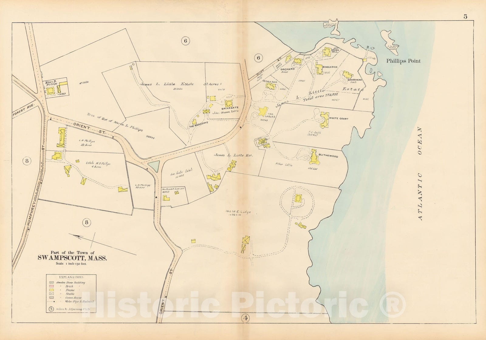 Historic Map : Atlas of Town of Swampscott, Swampscott 1897 Plate 005 , Vintage Wall Art
