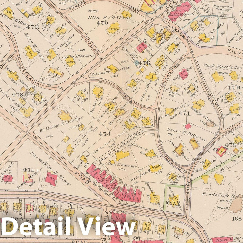 Historic Map : Atlas Town of Brookline, Brookline 1919 Plate 009 , Vintage Wall Art