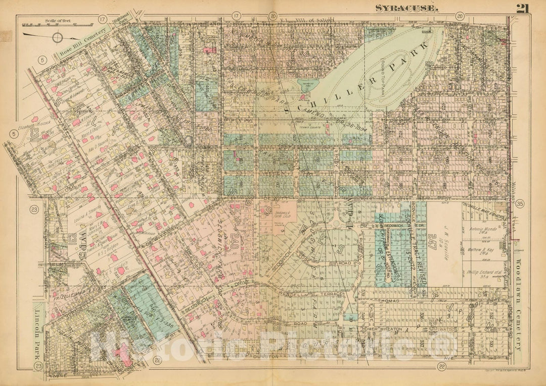 Historic Map : Atlas City of Syracuse, NY and Suburbs, Syracuse 1924 Plate 021 , Vintage Wall Art