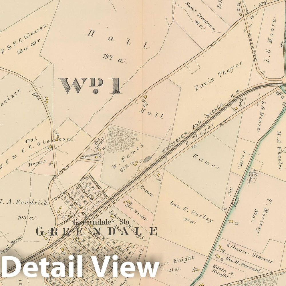Historic Map : Atlas City of Worcester, MA, Worcester 1886 Plate 020 , Vintage Wall Art