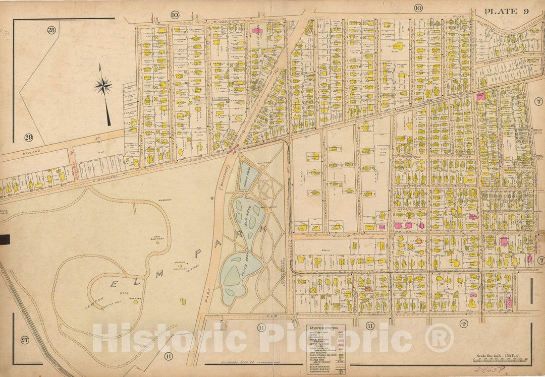 Historic Map : Atlas City of Worcester, Worcester 1911 Plate 009 , Vintage Wall Art