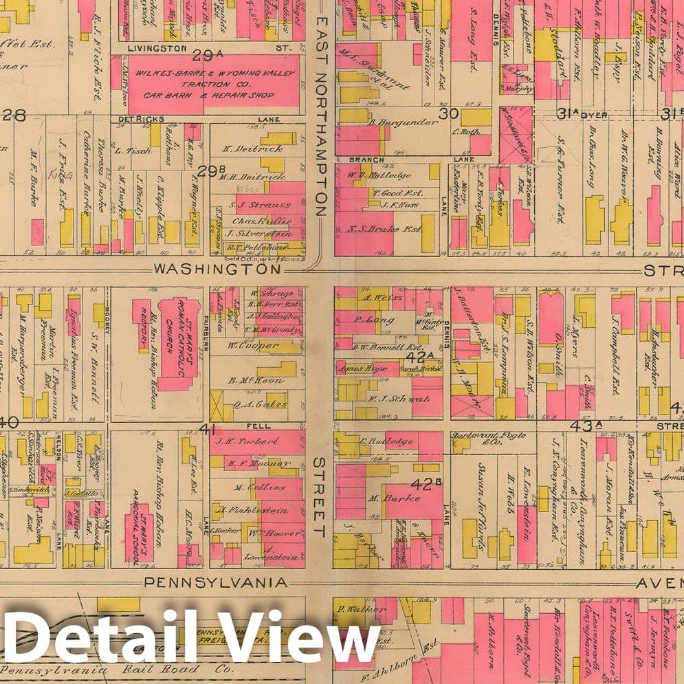 Historic Map : Atlas City of Wilkes Barre 1904 Page 11 , Vintage Wall Art