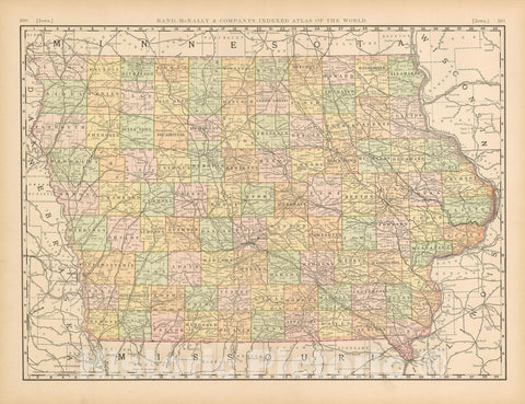 Historic Map : United States Maps, Iowa 1894 , Vintage Wall Art
