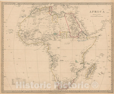 Historic Map : Africa 1839 , Vintage Wall Art
