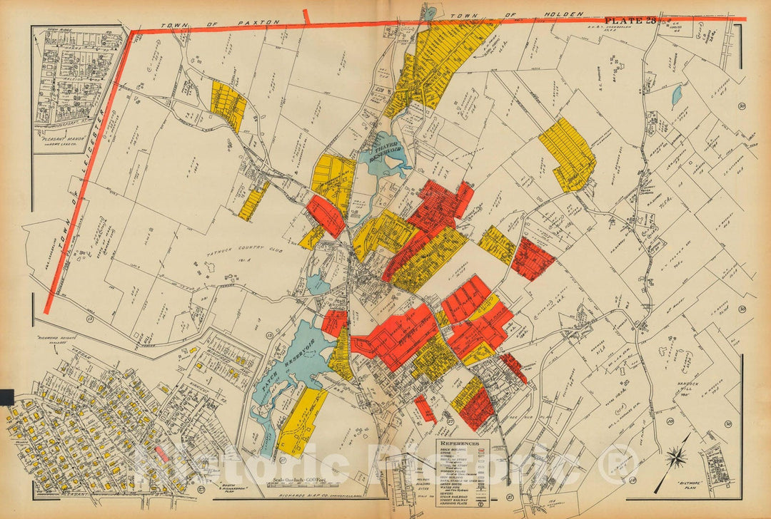 Historic Map : Atlas City of Worcester MA 1922 Plate 028 , Vintage Wall Art