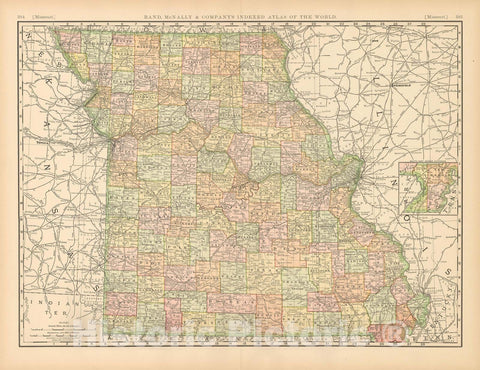 Historic Map : United States Maps, Missouri 1894 , Vintage Wall Art