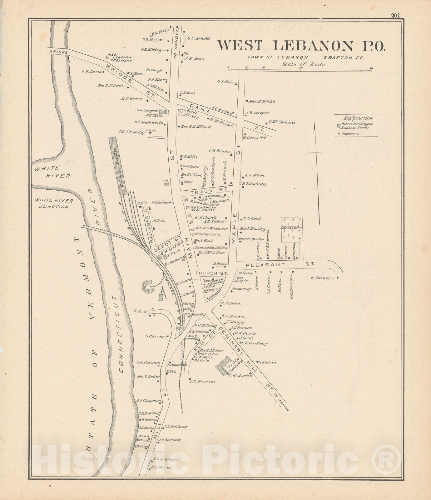 Historic Map : Lebanon 1892 , Town and City Atlas State of New Hampshire , v2, Vintage Wall Art