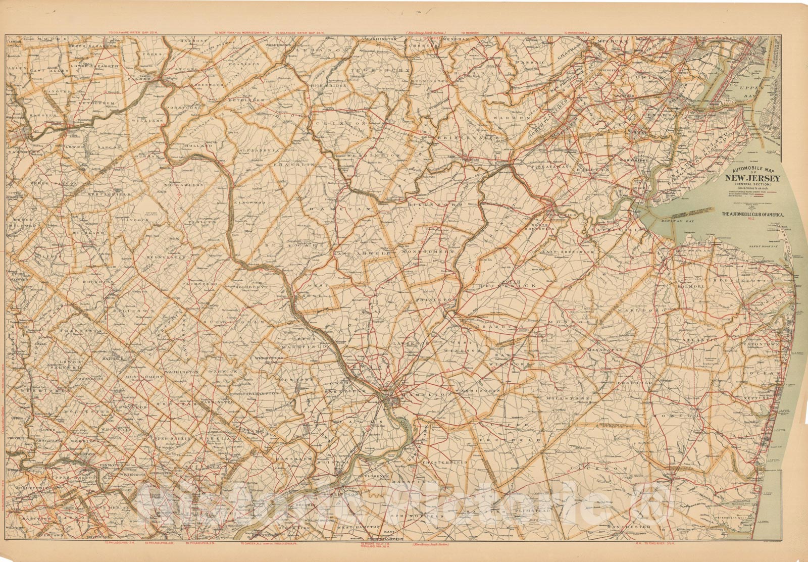 Historic Map : New Jersey 1900 , Northeast U.S. State & City Maps , v2, Vintage Wall Art