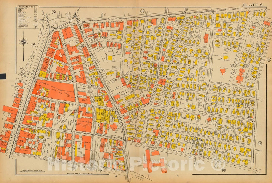 Historic Map : Atlas City of Worcester MA 1922 Plate 006 , Vintage Wall Art