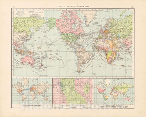 Historic Map : World Map 1899 , Andrees Allgemeiner Handatlas , v7, Vintage Wall Art