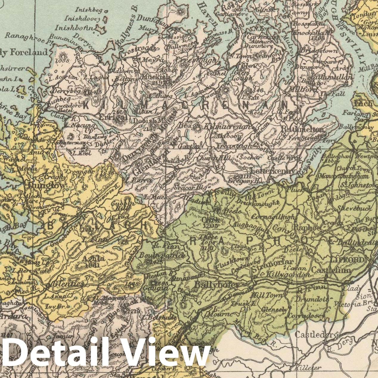 Historic Map : Irish County Maps, Donegal 1900 , Vintage Wall Art