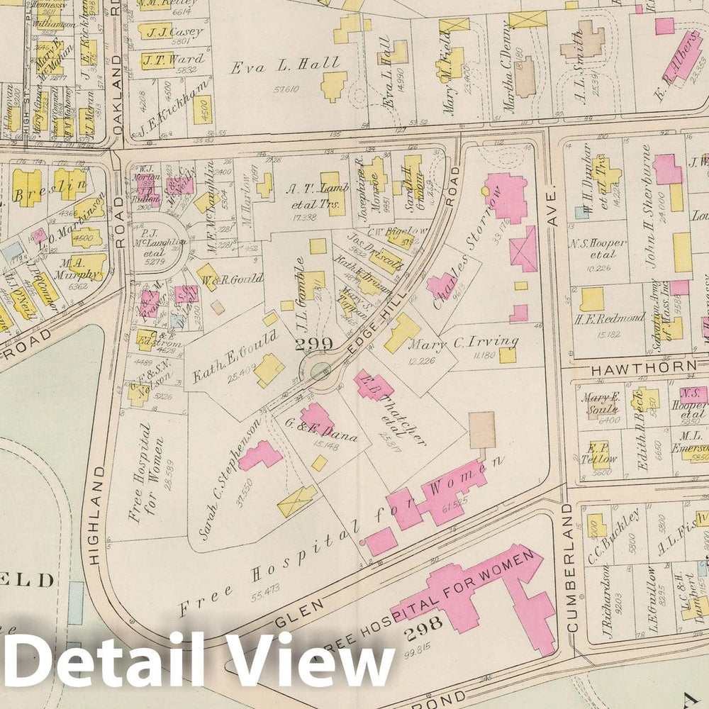 Historic Map : Atlas Town of Brookline, Brookline 1927 Plate 017 , Vintage Wall Art