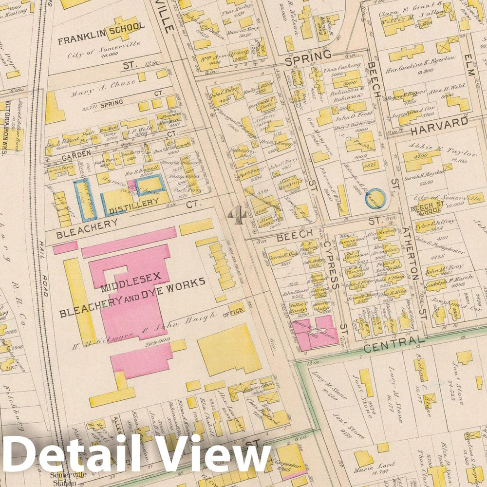 Historic Map : Atlas City of Somerville, Somerville 1895 Plate 004 , Vintage Wall Art