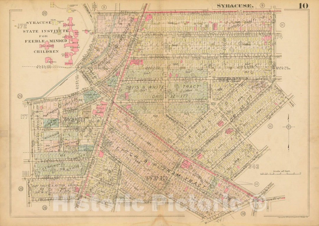 Historic Map : Atlas City of Syracuse, NY and Suburbs, Syracuse 1924 Plate 010 , Vintage Wall Art