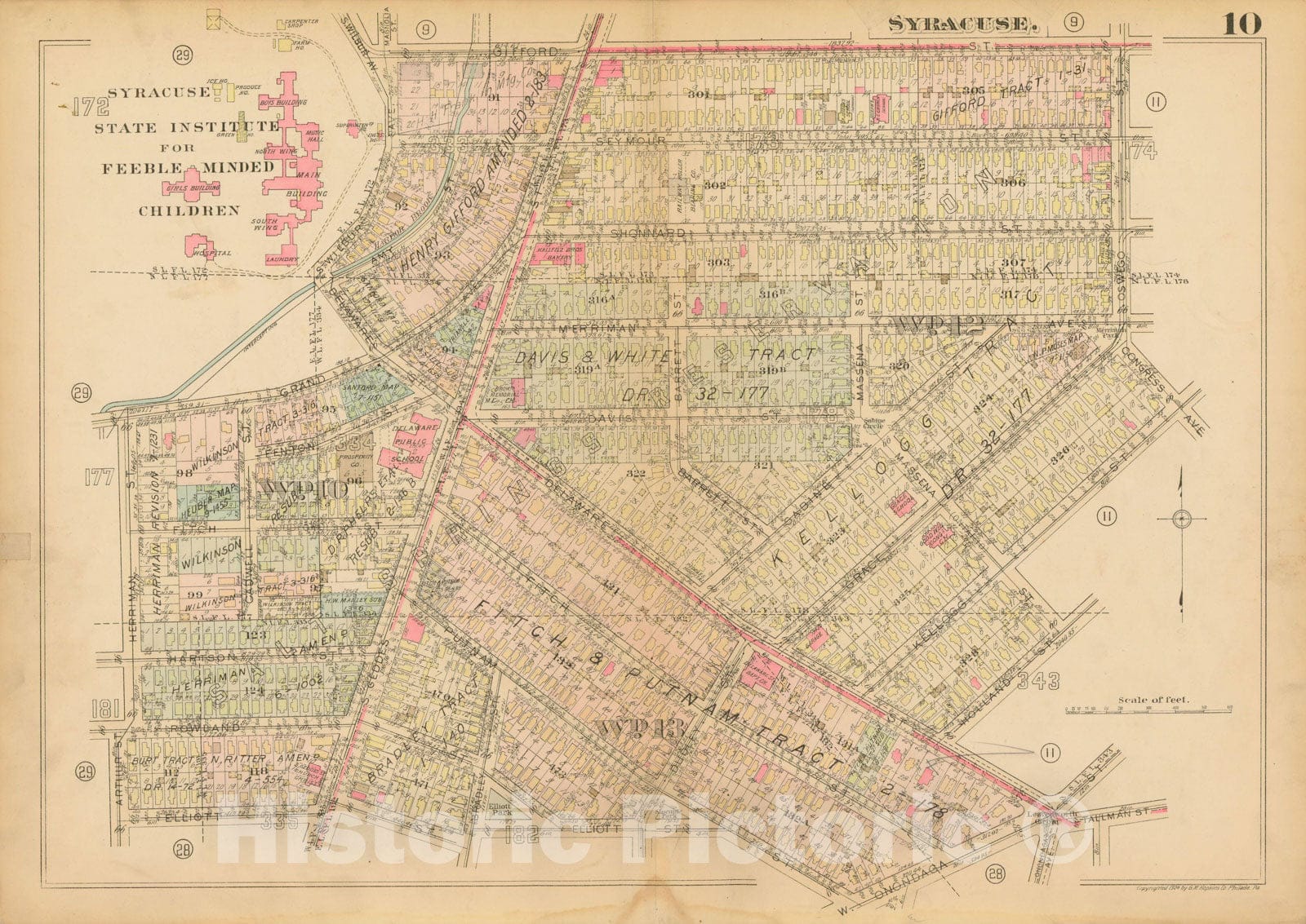 Historic Map : Atlas City of Syracuse, NY and Suburbs, Syracuse 1924 Plate 010 , Vintage Wall Art