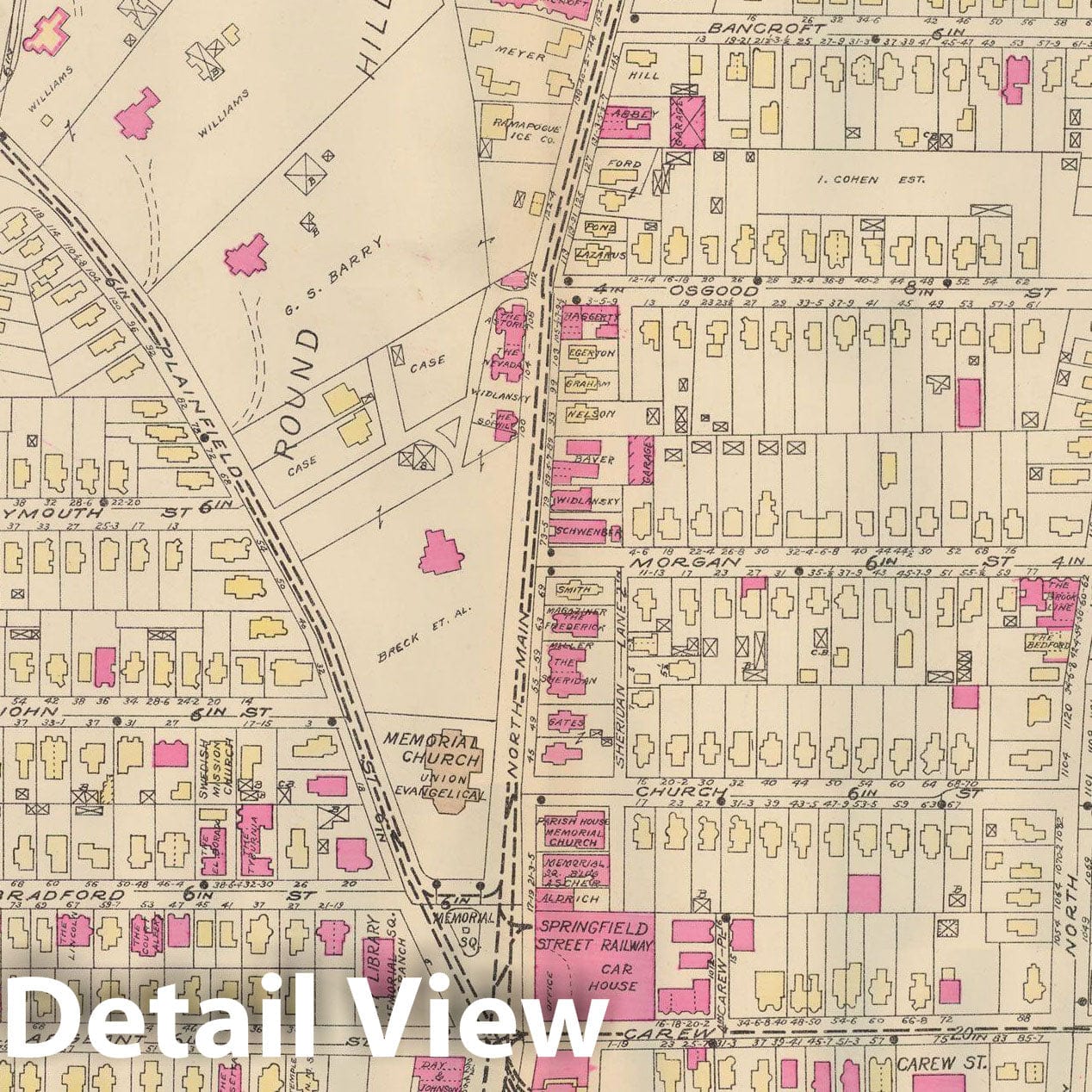 Historic Map : Atlas City of Springfield and the Town of Longmeadow 1920 Plate 003 , Vintage Wall Art