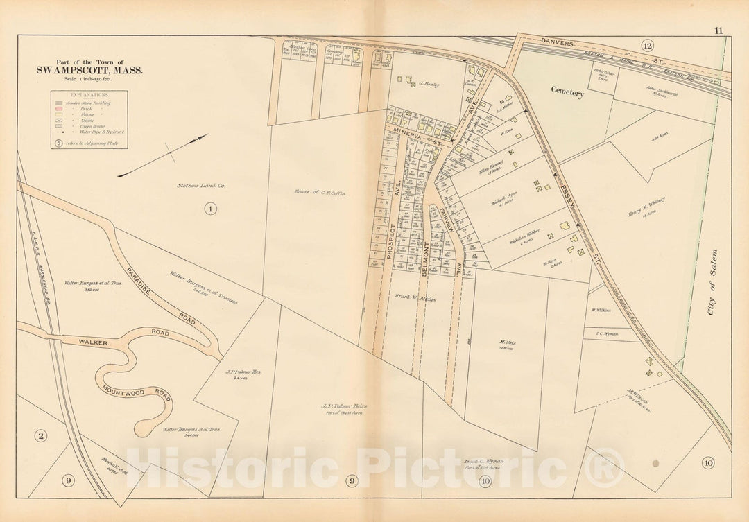 Historic Map : Atlas of Town of Swampscott, Swampscott 1897 Plate 011 , Vintage Wall Art