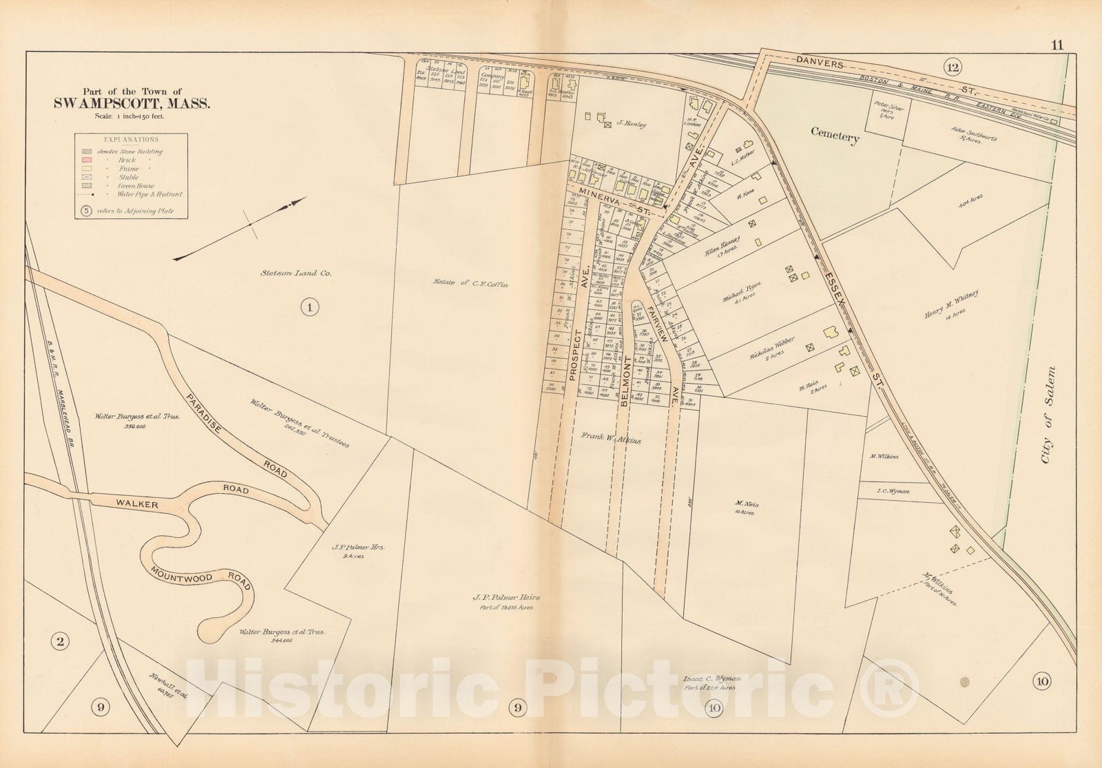 Historic Map : Atlas of Town of Swampscott, Swampscott 1897 Plate 011 , Vintage Wall Art