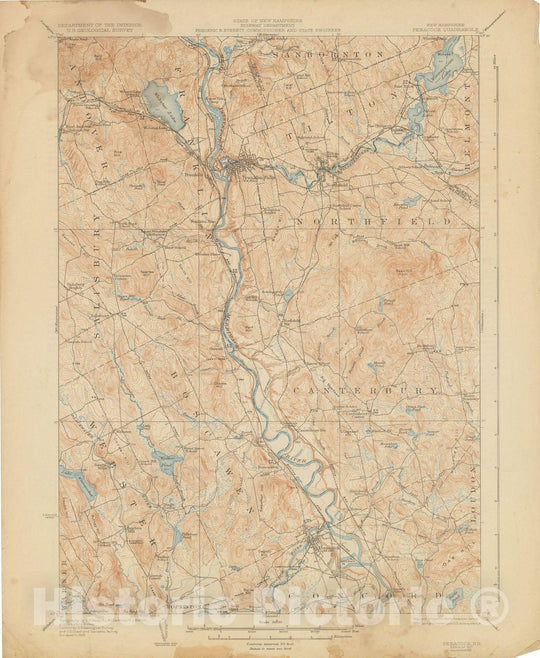 Historic Map : USGS 7.5 Minute Quadrangles, Boscawen & Canterbury & Franklin & Northfield & Penacook & Tilton 1931 Topographic Map , Vintage Wall Art