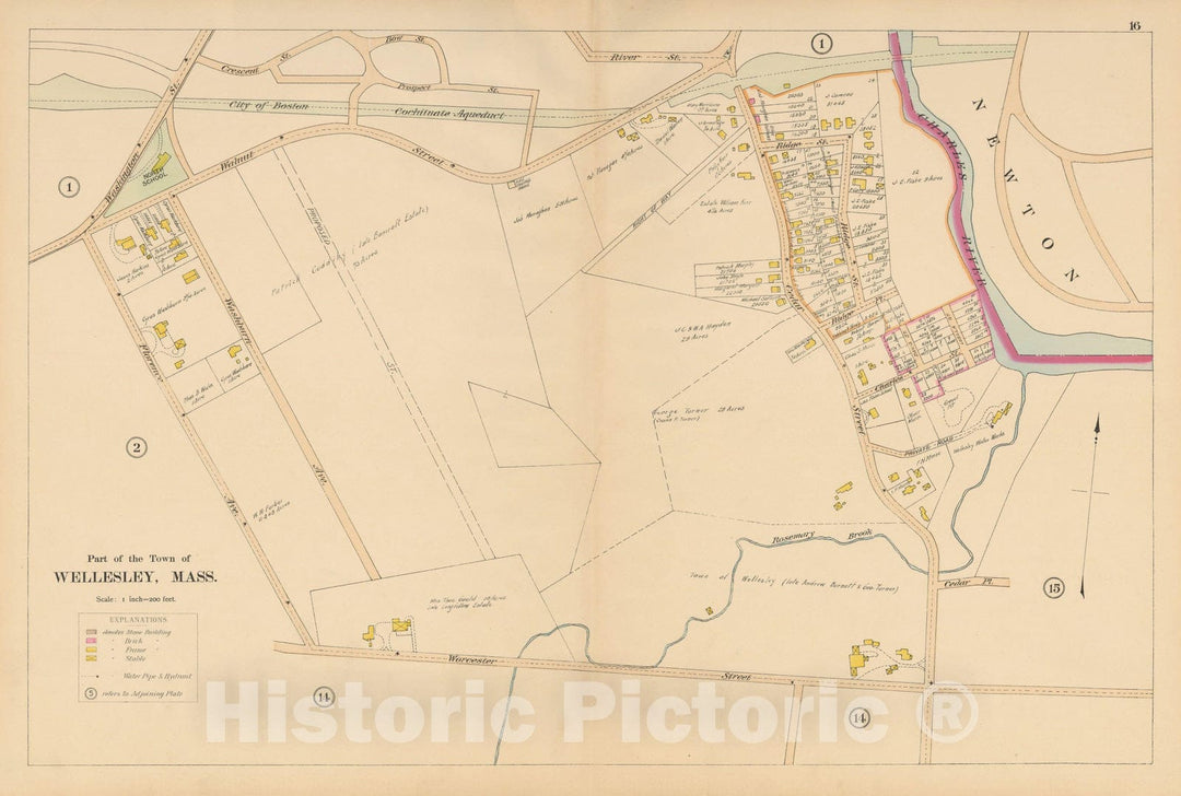Historic Map : Atlas of Wellesley, Wellesley 1897 Plate 016 , Vintage Wall Art