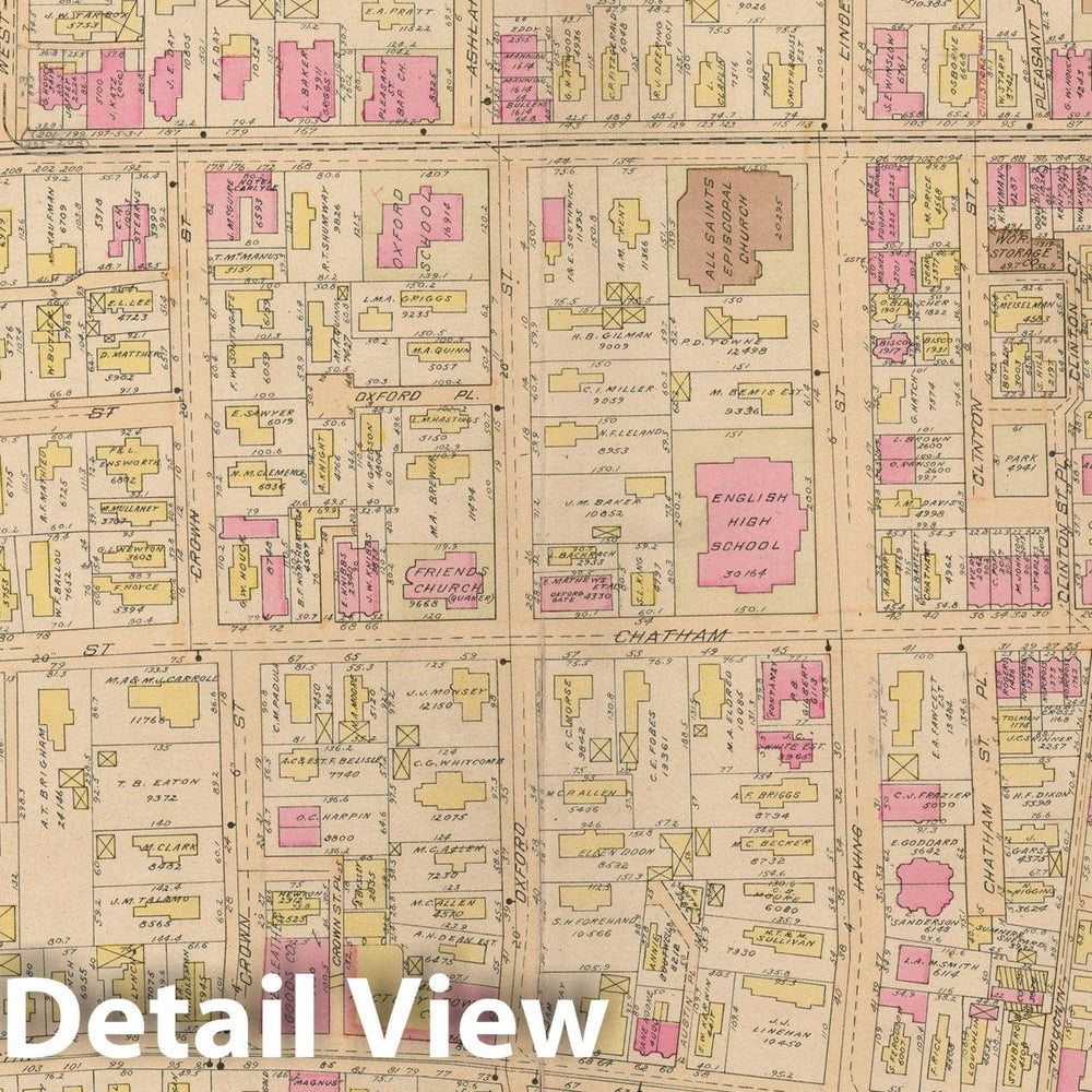 Historic Map : Atlas City of Worcester, Worcester 1911 Plate 004 , Vintage Wall Art