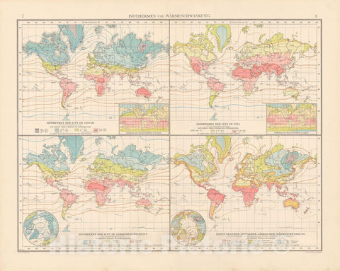 Historic Map : World Map 1899 , Andrees Allgemeiner Handatlas , v6, Vintage Wall Art