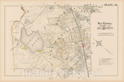 Historic Map : City Atlas of Boston, Massachusetts, Jamaica Plain & Roxbury 1882 Plate 020 , Vintage Wall Art