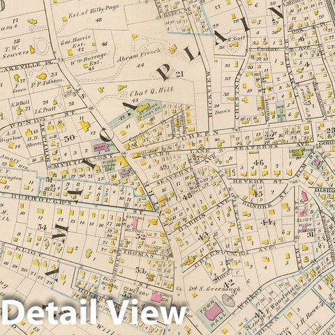 Historic Map : City Atlas of Boston, Massachusetts, Jamaica Plain & Roxbury 1882 Plate 020 , Vintage Wall Art