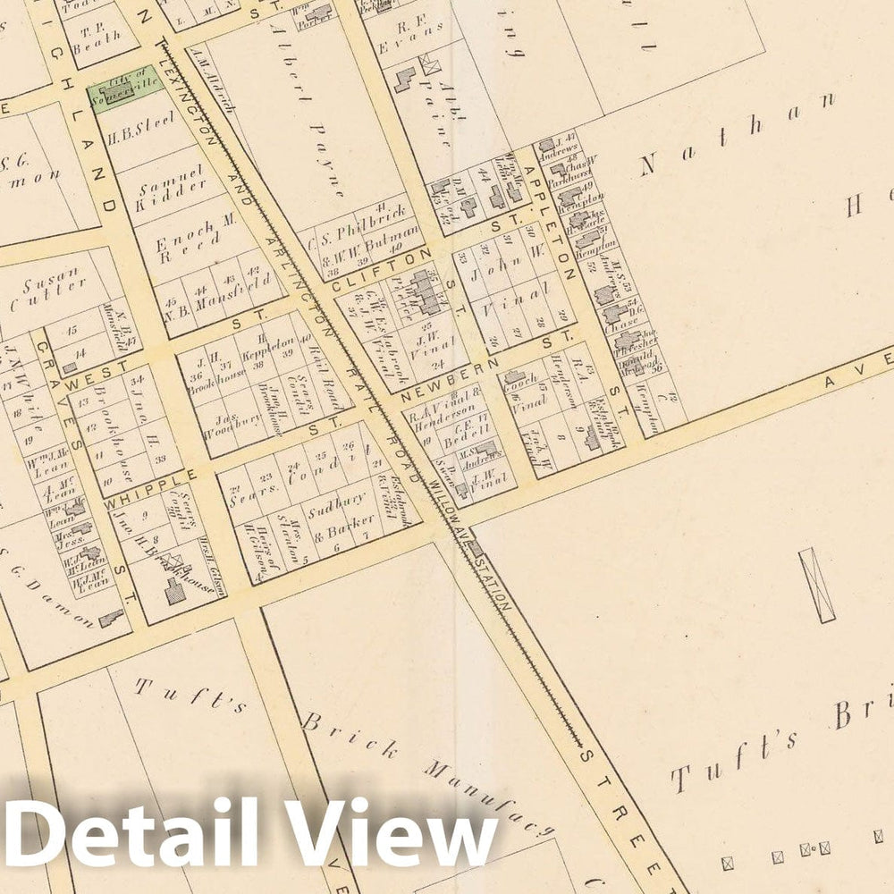Historic Map : Atlas City of Somerville, Somerville 1874 Plate K , Vintage Wall Art