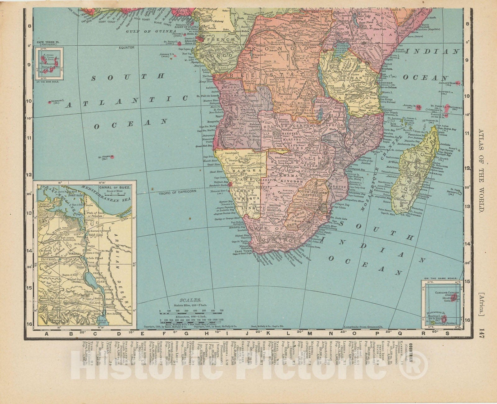 Historic Map : Africa 1900 , Universal Atlas World , v2, Vintage Wall Art