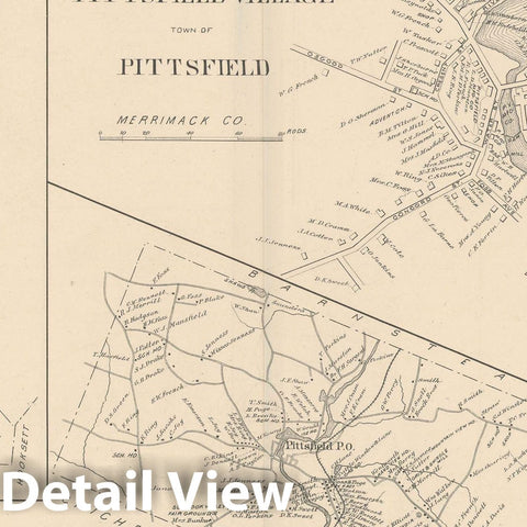Historic Map : Dunbarton & Pittsfield 1892 , Town and City Atlas State of New Hampshire , Vintage Wall Art