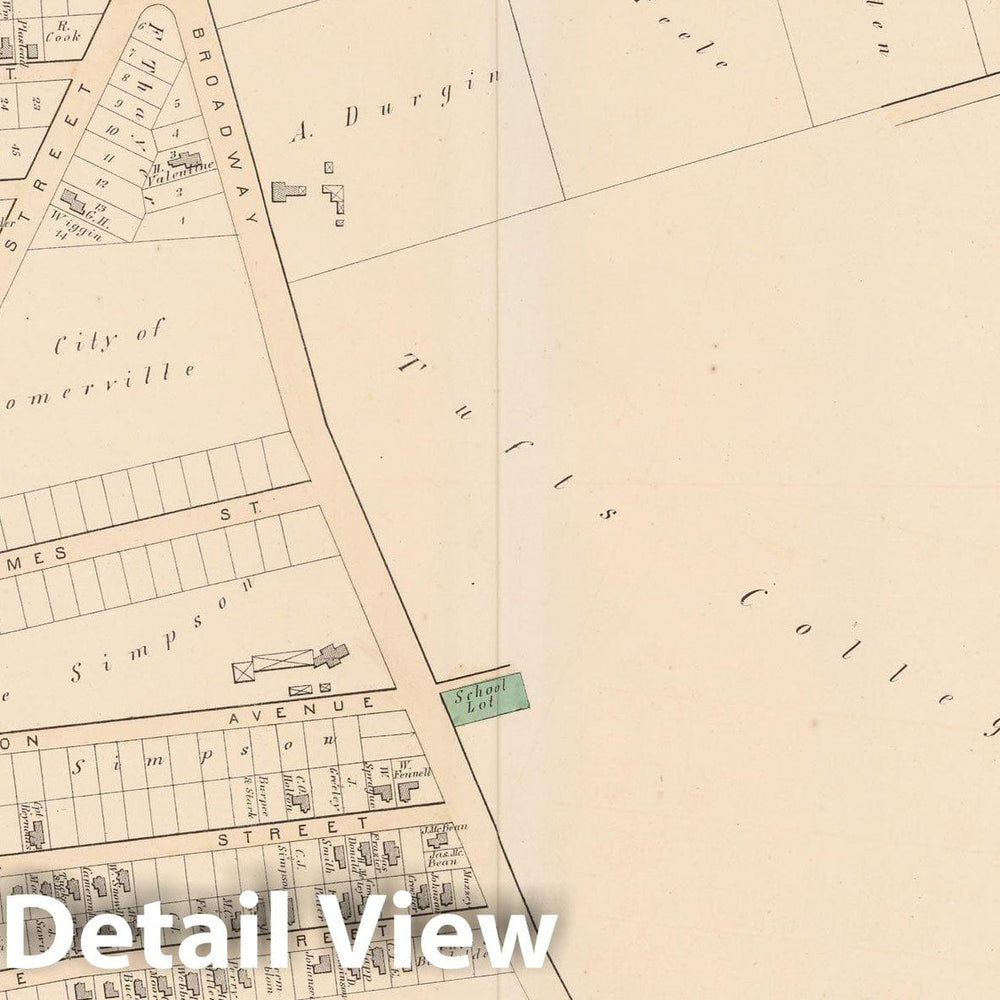 Historic Map : Atlas City of Somerville, Somerville 1874 Plate L , Vintage Wall Art
