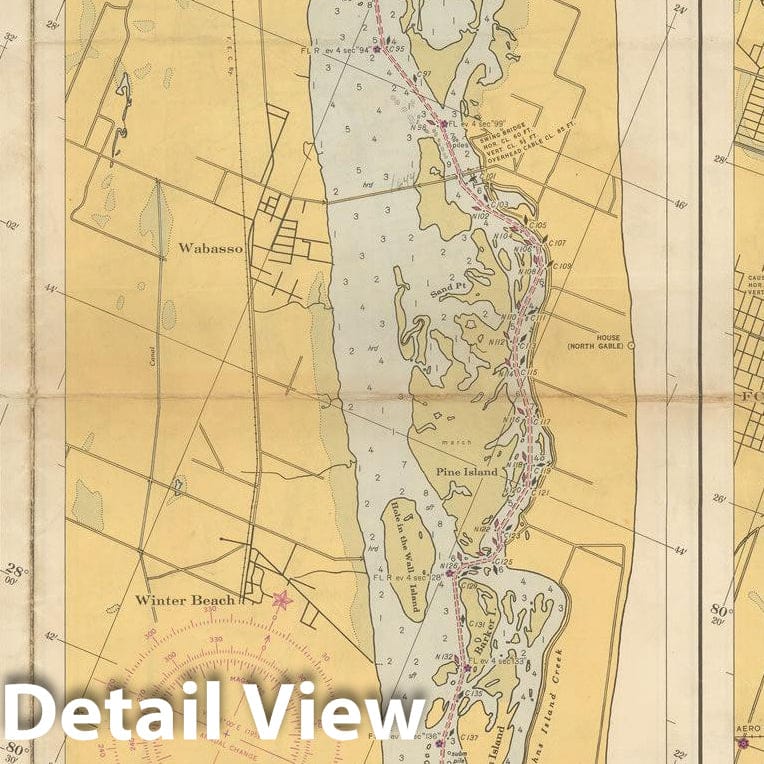 Historic Map : Coastal Charts - Florida Intracoastal: Eau Gallie to Walton 1952 , Vintage Wall Art