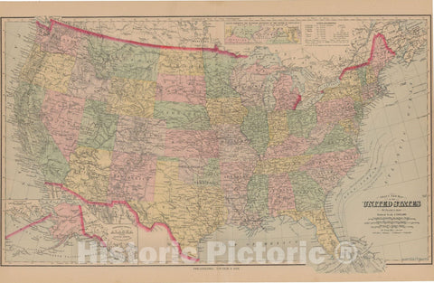 Historic Map : United States 1879 , Vintage Wall Art